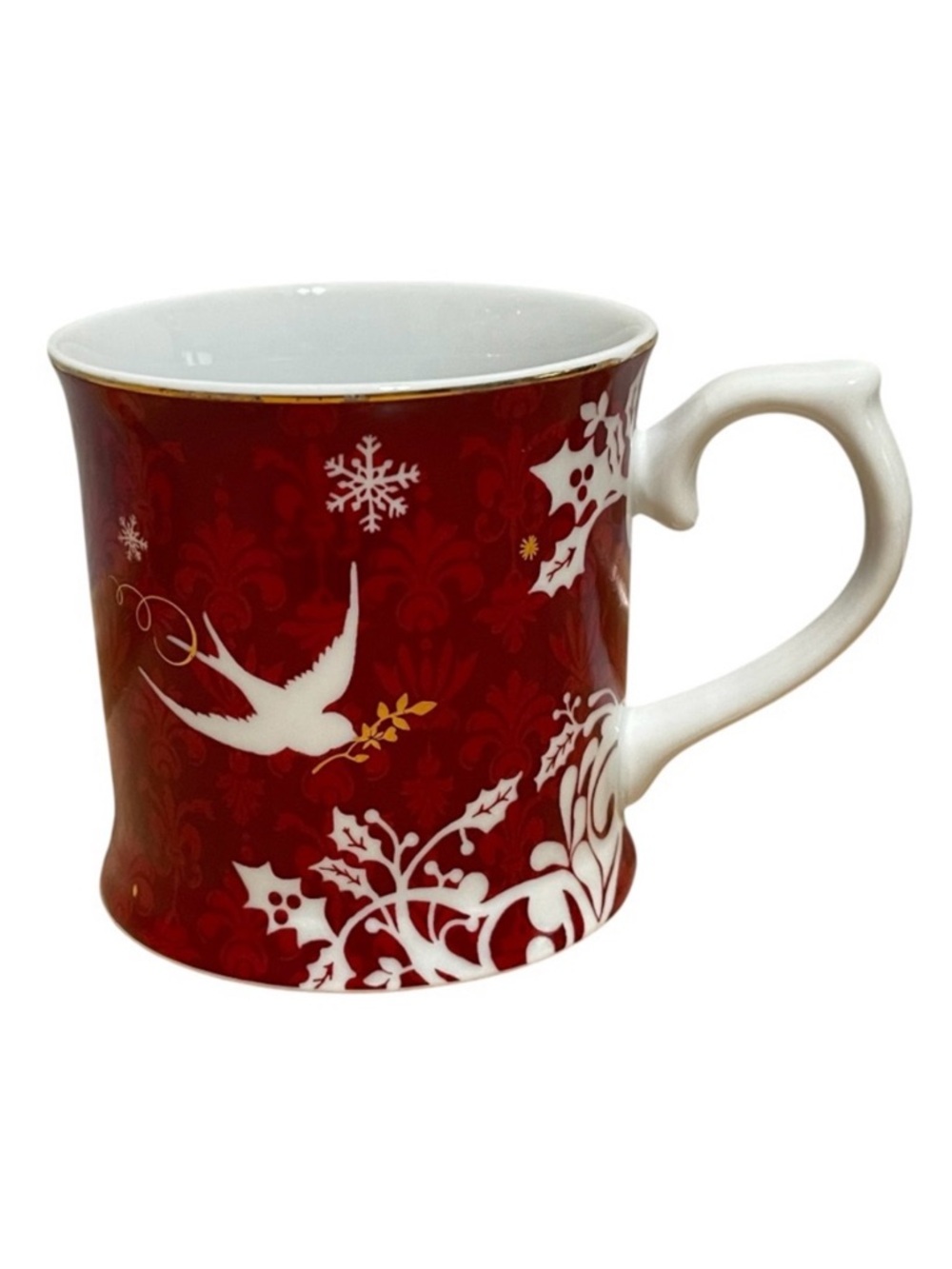 Starbucks Christmas Doves Holly Holiday Coffee Mug Porcelain Designed by Rosanna